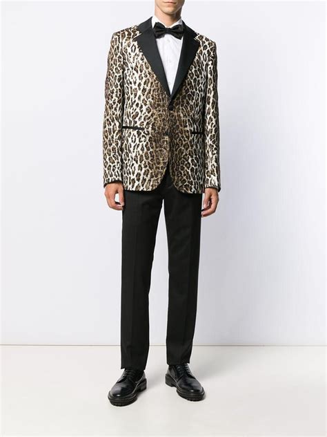 Versace Mens FW19 Jacquard Leopard Print Tuxedo Jacket